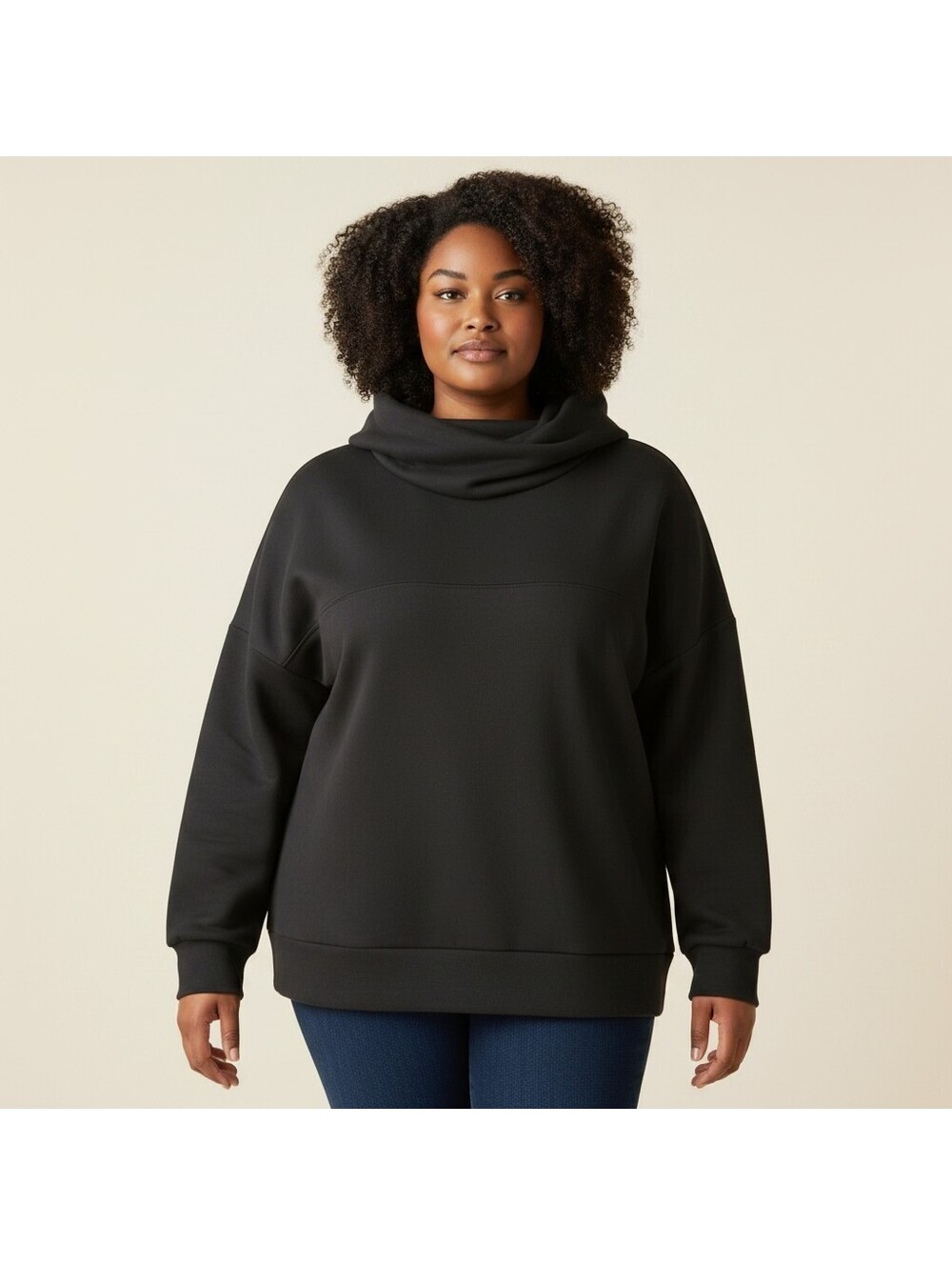 New Caracilia Sweatshirt Women XL Black Cowl Neck Long Sleeve Pullover Rayon